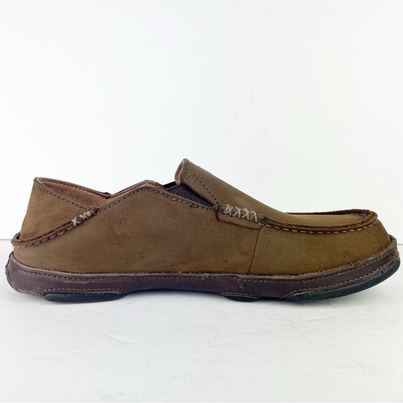 Olukai Moloa Ray Toffee Brown Leather Casual Slip On Shoes - Picture 8 of 12